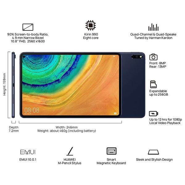  هواوي تاب MatePad Pro 10.8" 2021 - رمادي - 128/6كيكابايت 