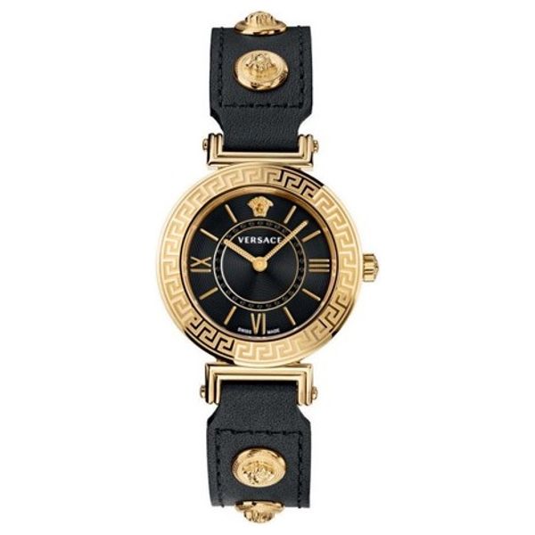  Versace Watch VEVG00420 For Women - Analog Display, Leather Band - Black 