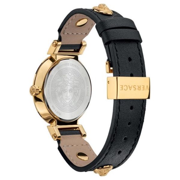  Versace Watch VEVG00420 For Women - Analog Display, Leather Band - Black 