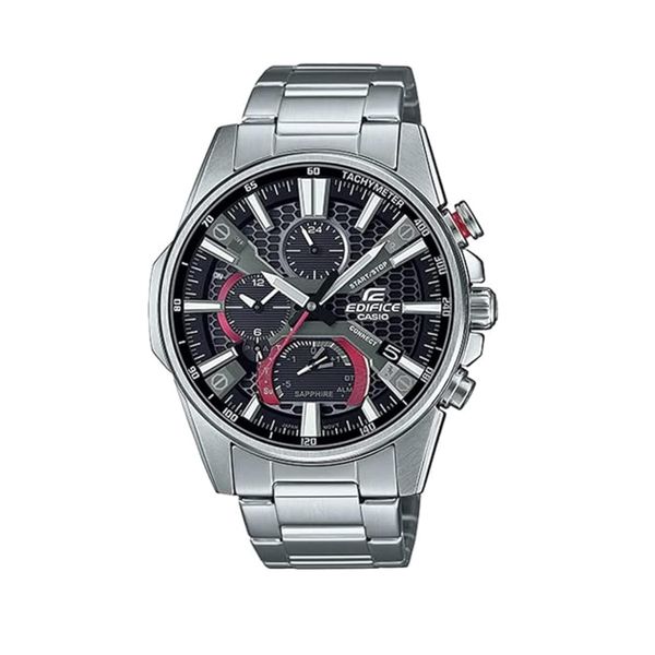  Casio Watch EQB-1200D-1ADR For Men - Analog Display, Stainless Steel Band - Silver 