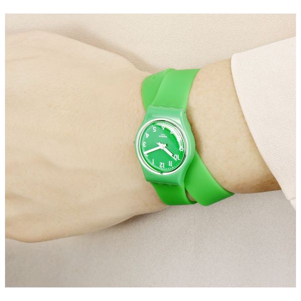  Swatch Watch LG123 For Women - Analog Display, Silicone Band - Green 