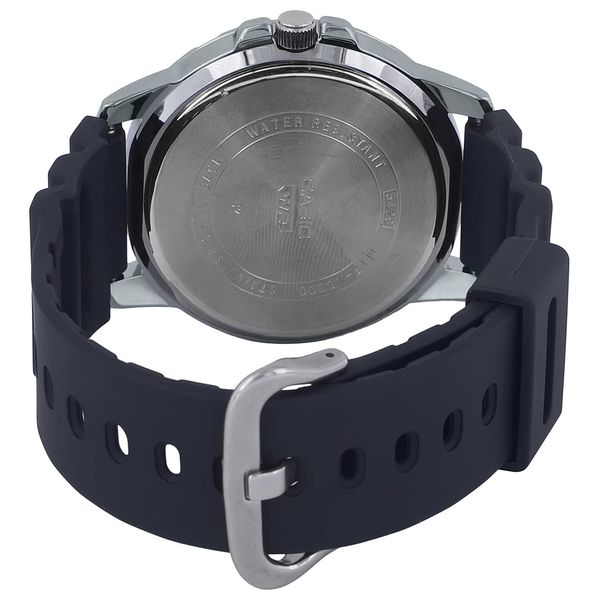  ساعة كاسيو للرجال MTP-VD300-7BUDF- عرض بعقارب, سوار من الراتنج - اسود 