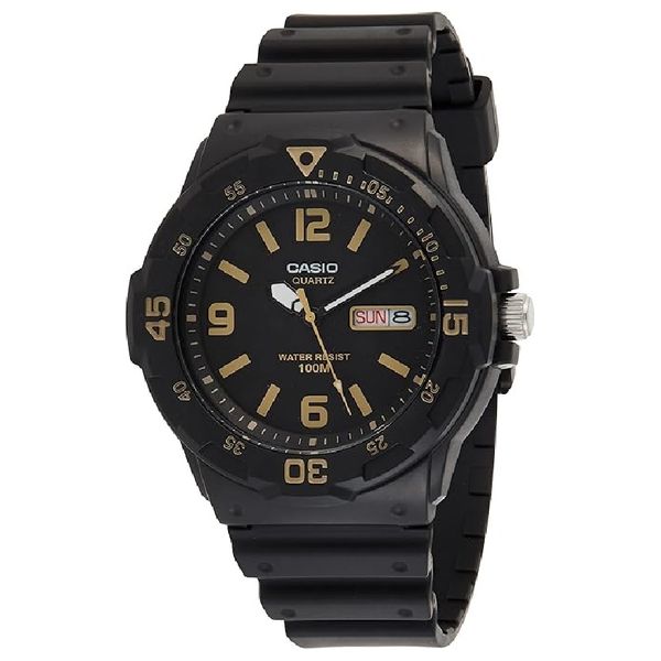  Casio Watch MRW-200H-1B3VDF For Men - Analogl Display, Resin Band - Black 