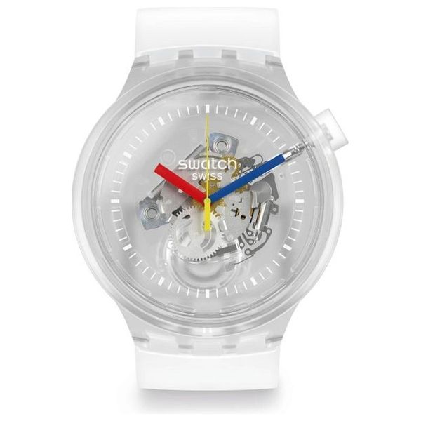  Swatch Watch SO28K100 For Women - Analog Display, Resin Band - Transparent 