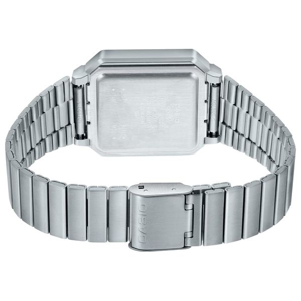  Casio Watch A100WE-7BDF For Unisex - Digital Display, Stainless Steel Band - Silver 