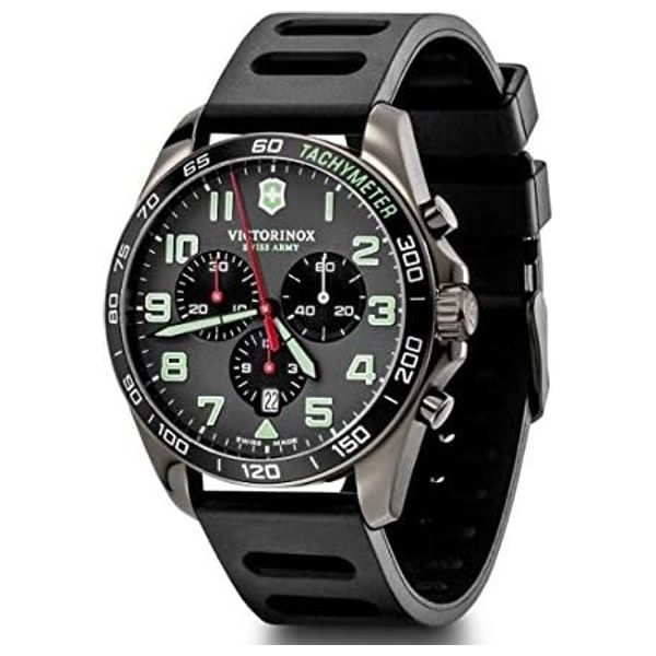  Victorinox Swiss Army Watch 241891 For Men - Analog Display, Leather Band - Black 