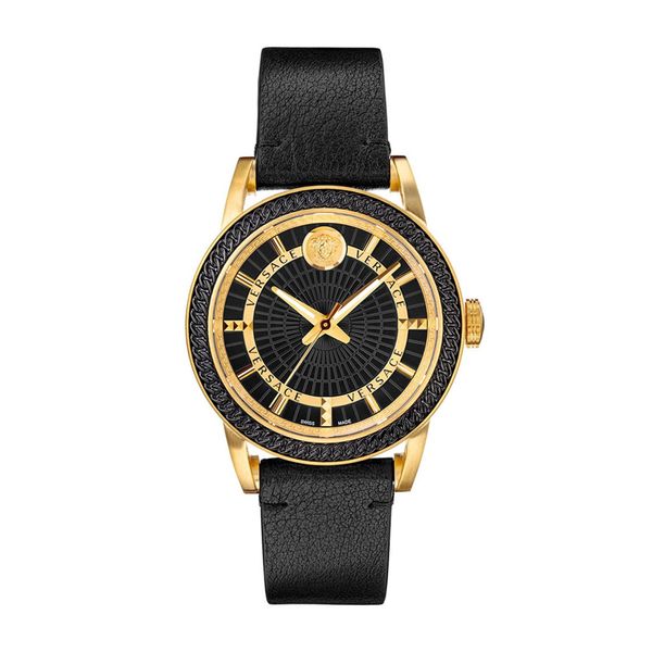  Versace Watch VEPO00320 For Women - Analog Display, Leather Band - Black 