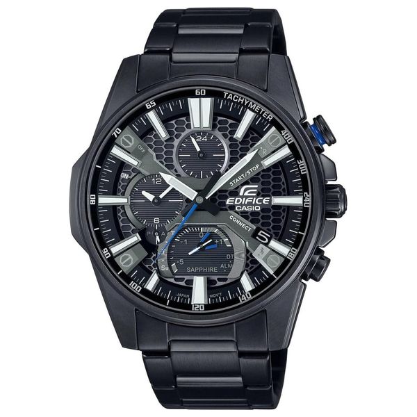  Casio Watch EQB-1200DC-1ADR For Men - Analog Display, Stainless Steel Band - Black 