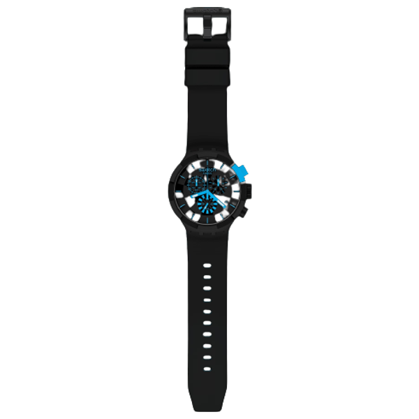  Swatch Watch SB02B401 For Unisex - Analog Display, Rubber Band - Black 