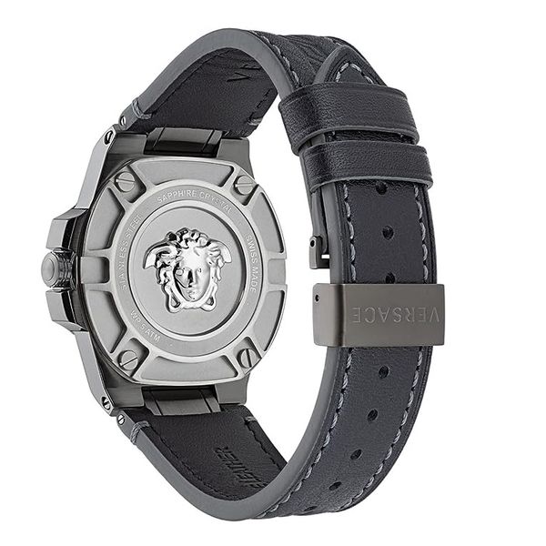  Versace Watch VE3I00322 For Men - Analog Display, Leather Band - Black 