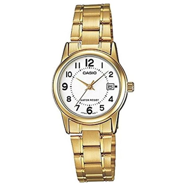  Casio Watch LTP-V002G-7BUDF For Women- Analog Display, Stainless Steel Band - Gold 