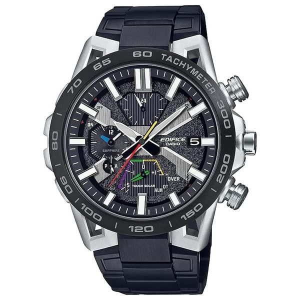  Casio Watch EQB-2000DC-1ADR For Men - Analog Display, Stainless Steel Band - Black 