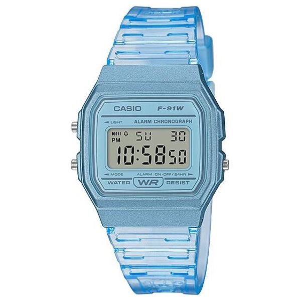  Casio Watch F-91WS-2DF For Unisex - Digital Display, Resin Band - Blue 