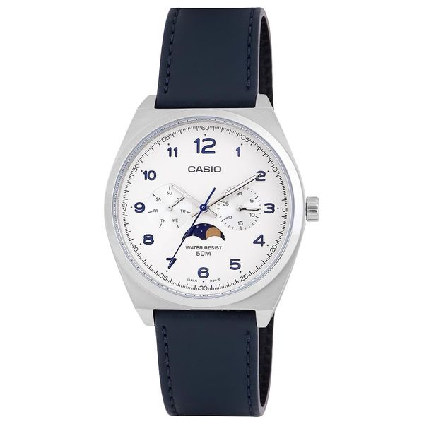 Casio Watch MTP-M300L-7AVDF For Men - Analog Display, Leather Band - Blue