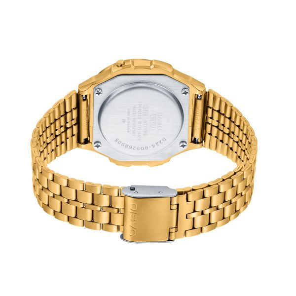  Casio Watch A171WEG-9ADF For Unisex - Digital Display, Stainless Steel Band - Gold 