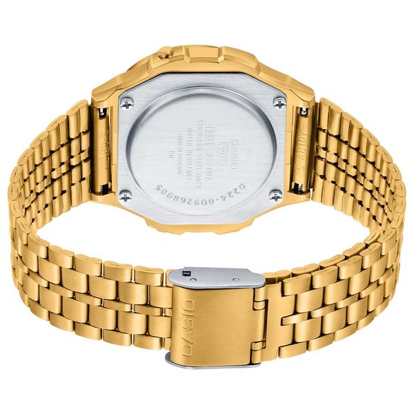  Casio Watch A171WEG-9ADF For Unisex - Digital Display, Stainless Steel Band - Gold 