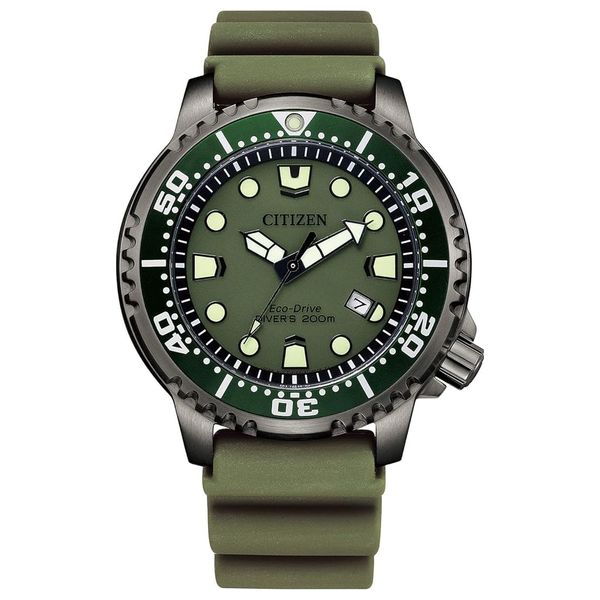 Elryan Citizen Watch BN0157 11X For Men Analog Display Rubber Band Green