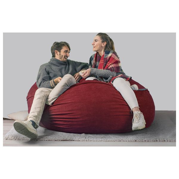  Ariika Duo Fluffy Sabia Bean Bag Chair - Burgundy 