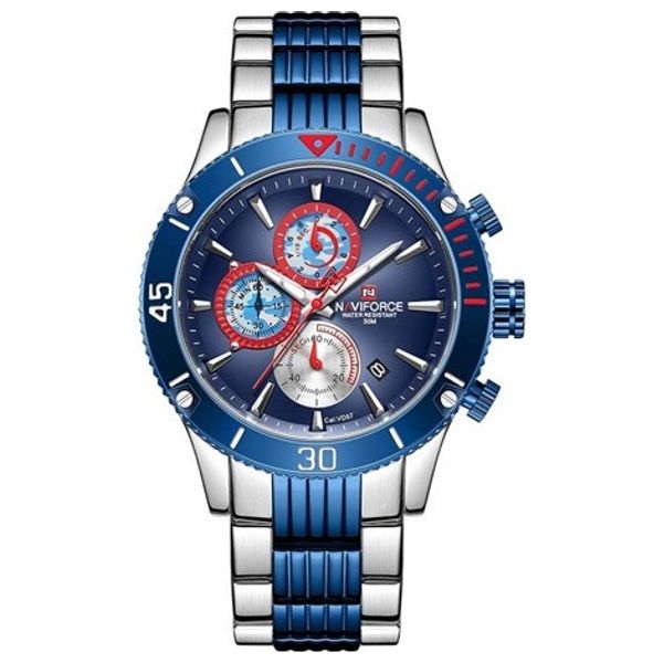 Elryan Naviforce Watch Nf9173 For Men Analog Display Stainless Steel Band Blue