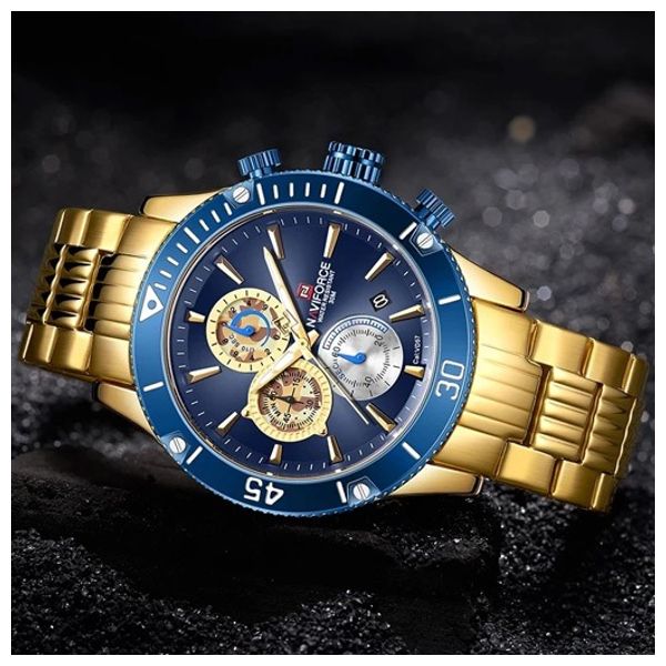  ساعة نافي فورس للرجال Nf9173 - عرض بعقارب, سوار من ستانلس ستيل - ذهبي 