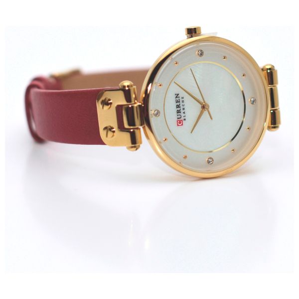  Curren Watch C9056L For Women - Analog Display, Leather Band - Red 