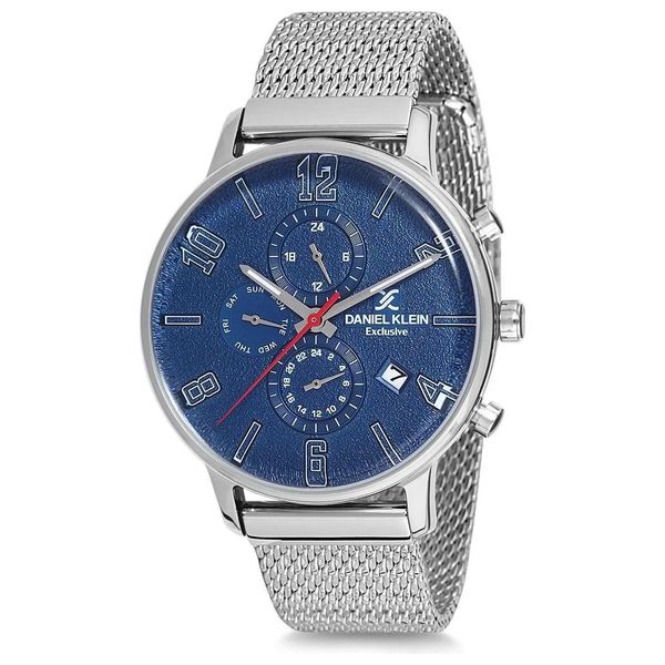  Daniel Klein Watch DK12165-3 For Men - Analog Display, Stainless Steel Band - Silver 