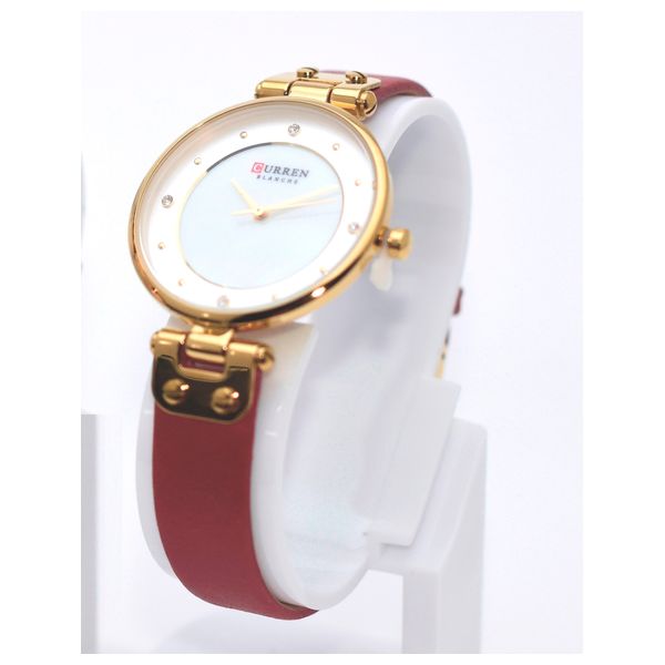  Curren Watch C9056L For Women - Analog Display, Leather Band - Red 