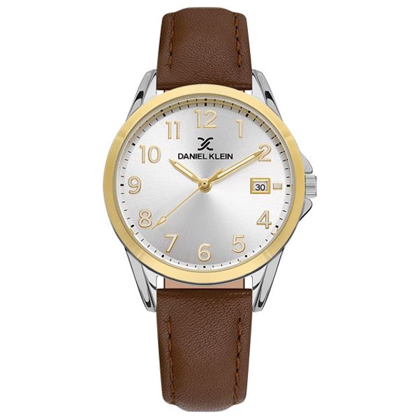  Daniel Klein Watch For Women - Analog Display, Leather Band - Brown 