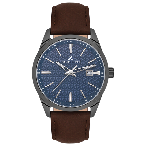 Daniel Klein Watch DK113807-4 For Men - Analog Display, Leather Band - Gunmetal