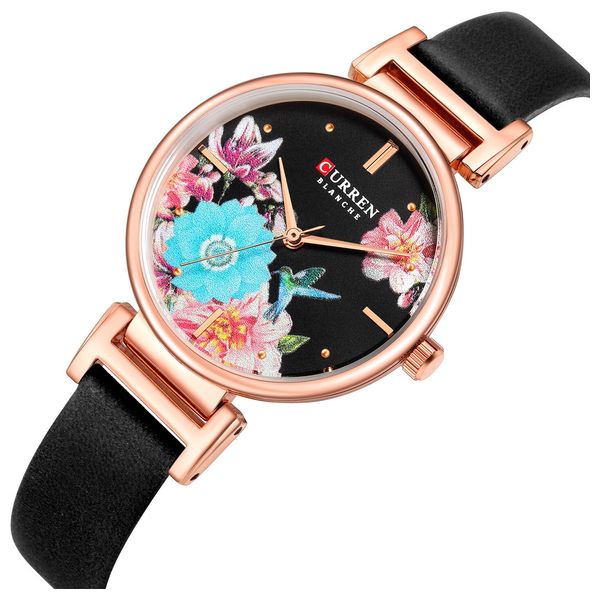  Curren  Watch CU9053-LBL For Women - Analog Display, Leather Band - Black 