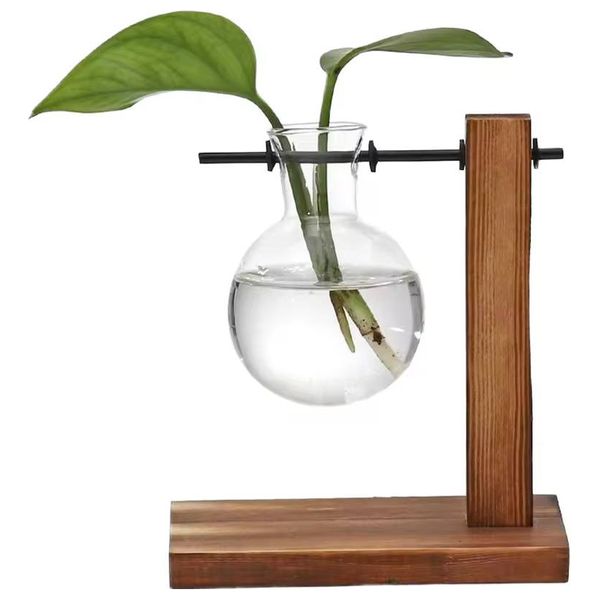  Decorative Vase With Wooden Base - VASE-WDGL-01 