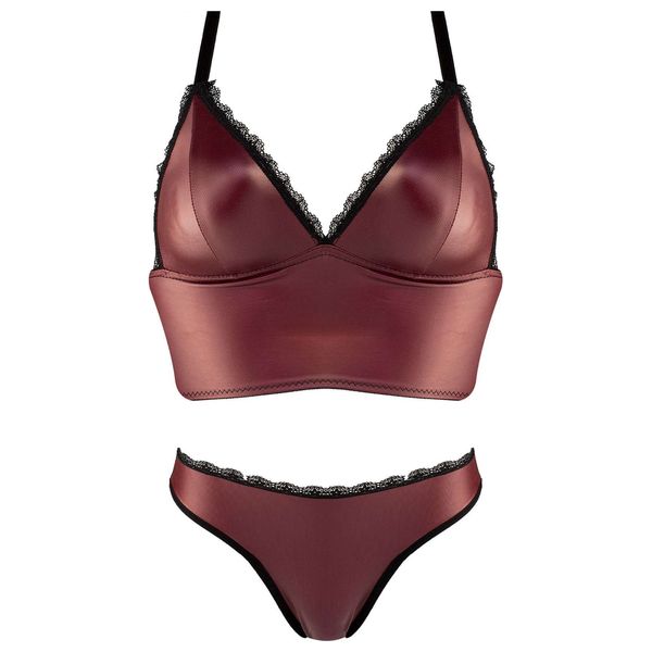 Elryan: Ifondi Women's Leather Bra & Panty Set - Maroon