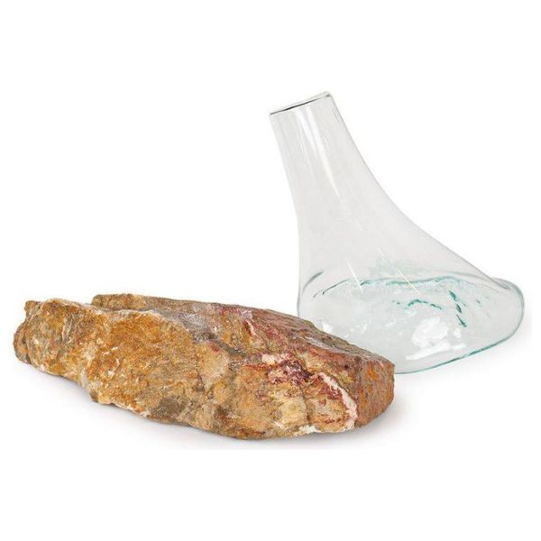  Glass Vase with Natural Stone Base - GVS-2025 - Glass 