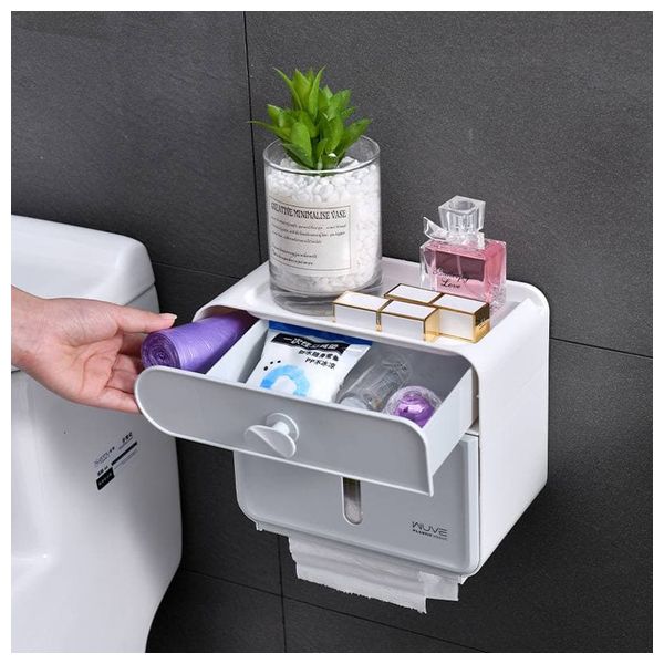  Tissue Holder with Drawer - White 
