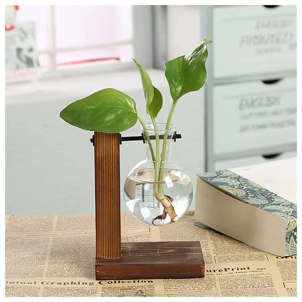  Decorative Vase With Wooden Base - VASE-WDGL-01 