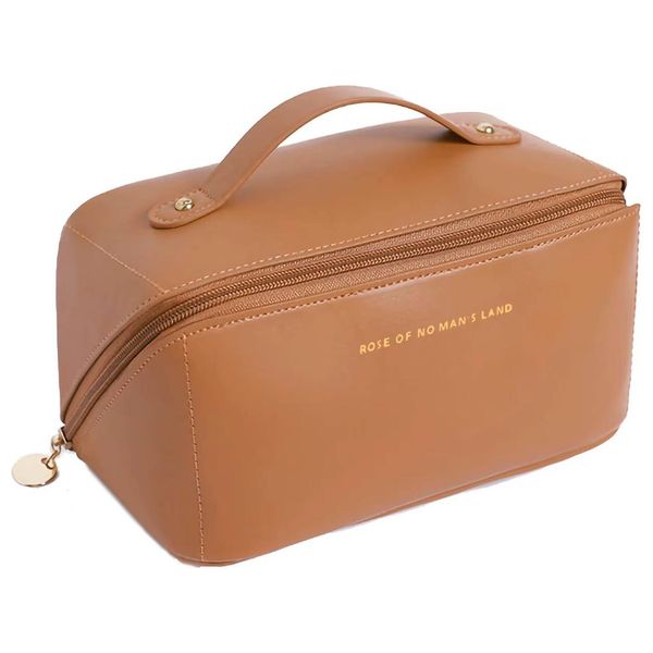 PU Leather Makeup Bag - Brown