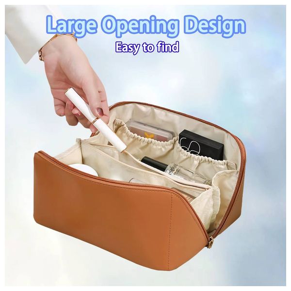 PU Leather Makeup Bag - Brown