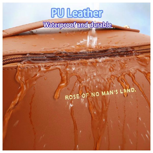 PU Leather Makeup Bag - Brown