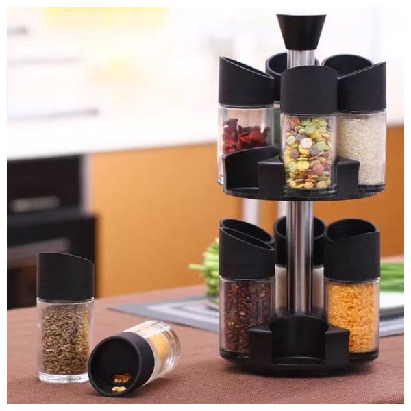  مجموعة علب التوابل - أسود 