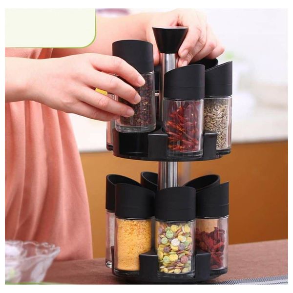  مجموعة علب التوابل - أسود 