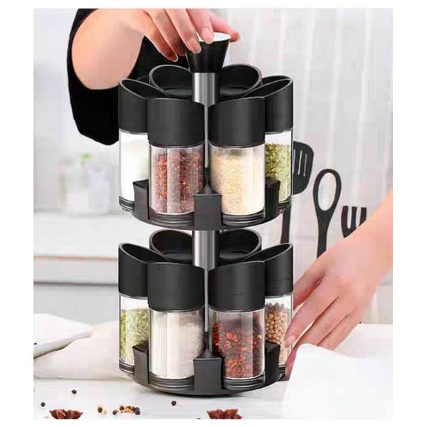  مجموعة علب التوابل - أسود 