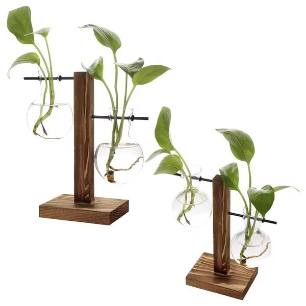  Decorative Vase with Wooden Base - VASE-WDGL-02 