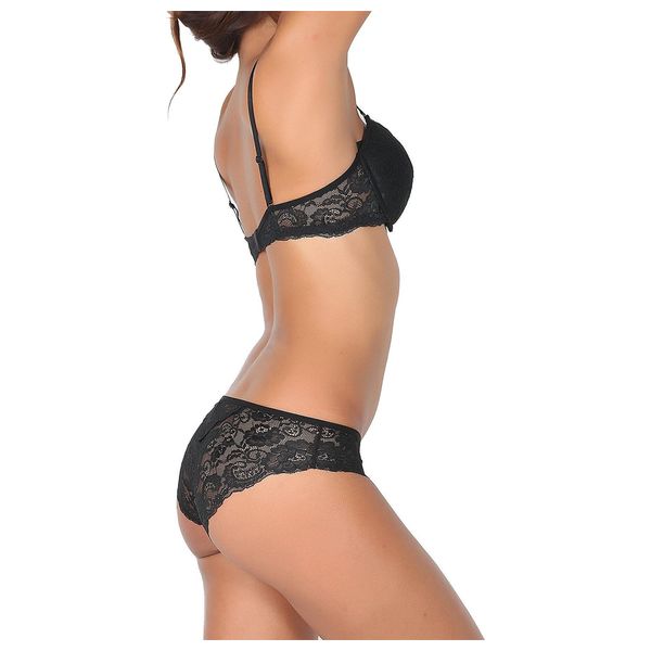  Miorre Women's Lace Bikini Lingerie Set - 36 - Black 