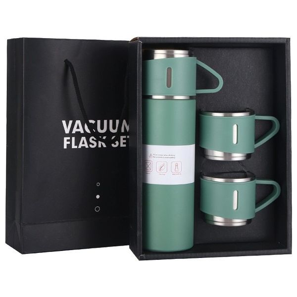  ترمس مفرغ من الهواء من الفولاذ - SH-1002 - اخضر 