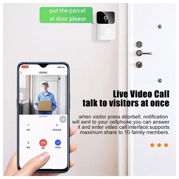 Smart Doorbell with Camera and Over 38 Tunes - White