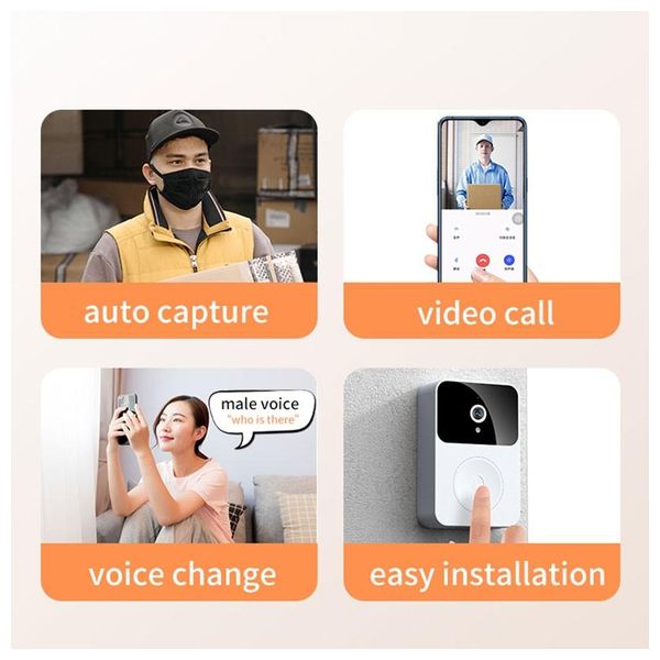 Smart Doorbell with Camera and Over 38 Tunes - White