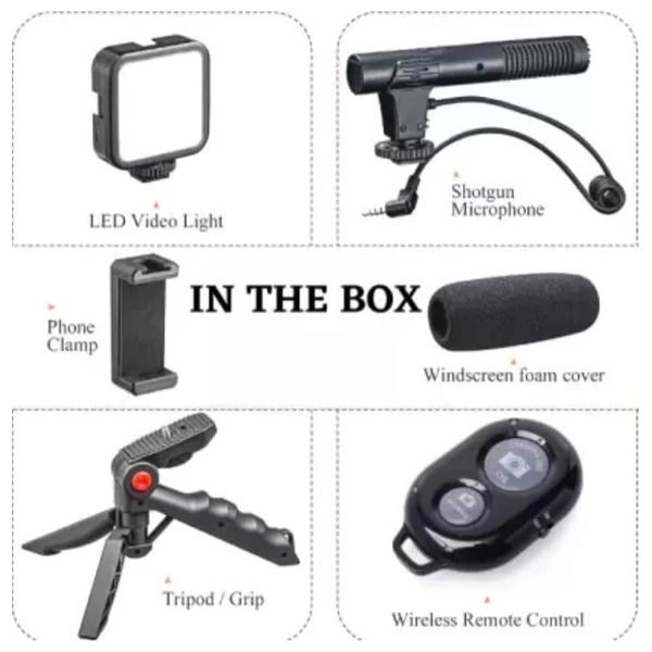 Smart Phone Stabilizer with Shooting Kit and Microphone - AY-49 - Black