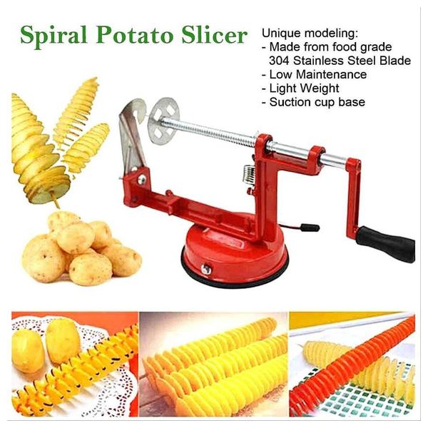  آلة تقطيع البطاطا الحلزونية - احمر 