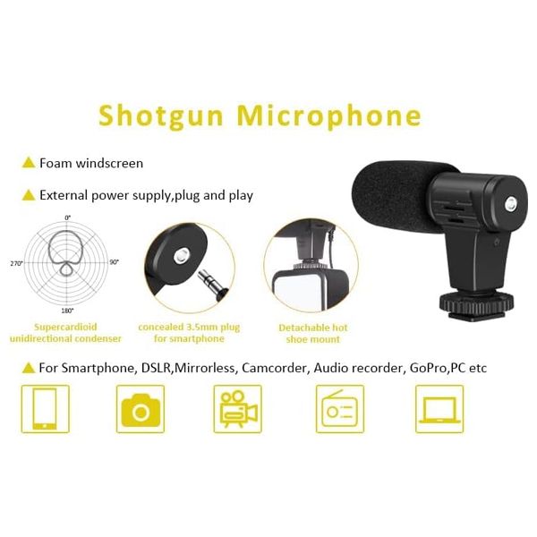 Smart Phone Stabilizer with Shooting Kit and Microphone - AY-49 - Black