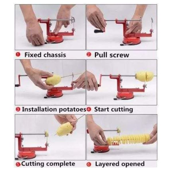  آلة تقطيع البطاطا الحلزونية - احمر 
